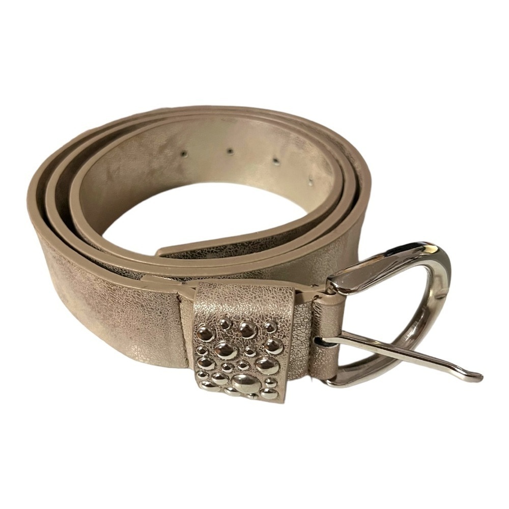 Soft Tan & Metallic Belt with Silver Accents - Size: 1X